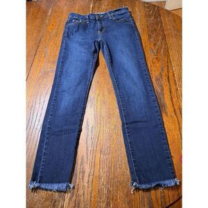 Waist 28 Just Black Skinny Stretch Denim Blue Jeans Raw Hem Pockets Belt Loops